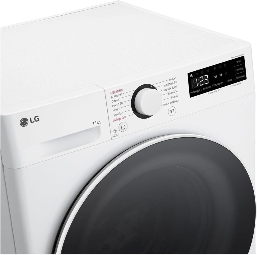 Lavatrice A Carica Frontale LG F4R5011TSWW Serie R5 11 Kg AI DD™ Classe A -10% 1400 Giri (A85xL60xP56,5) Vapore Steam™ Igienizzante Allergy Care - immagine 4