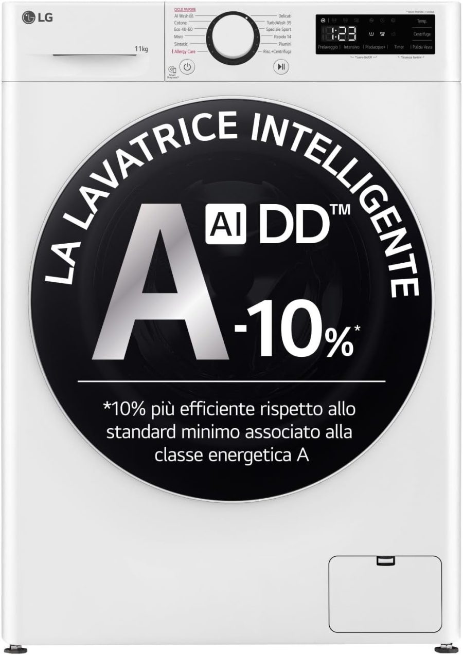 Lavatrice A Carica Frontale LG F4R5011TSWW Serie R5 11 Kg AI DD™ Classe A -10% 1400 Giri (A85xL60xP56