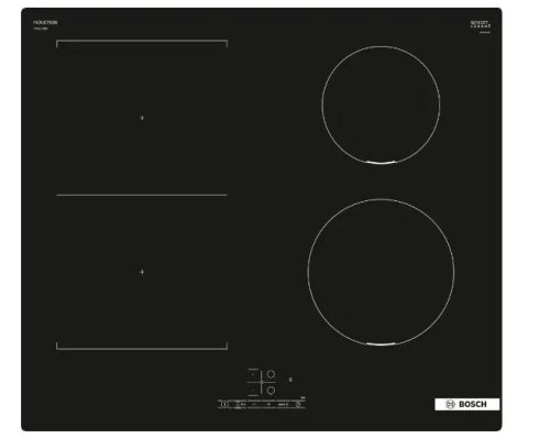 Piano Cottura a Induzione Bosch Serie 4 PVS611BB6E 4 Fuochi 60 Cm in Vetroceramica Nero  (LxP): 59x52 TouchSelect PowerBoost CombiZone