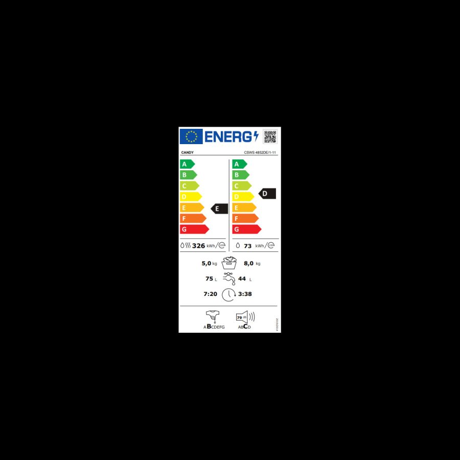 Lavasciuga a Carica Frontale Candy 8/5 Kg CSWS 4852DE/1-11 1400 Giri (A85xL60xP53) Classe D/E - immagine 2