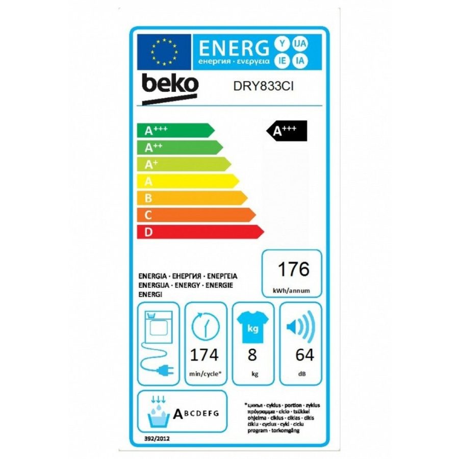 Asciugatrice a Carico Frontale a Pompa di Calore Beko 8 Kg Motore ProSmart Inverter DRY833CI Classe A+++ - immagine 3