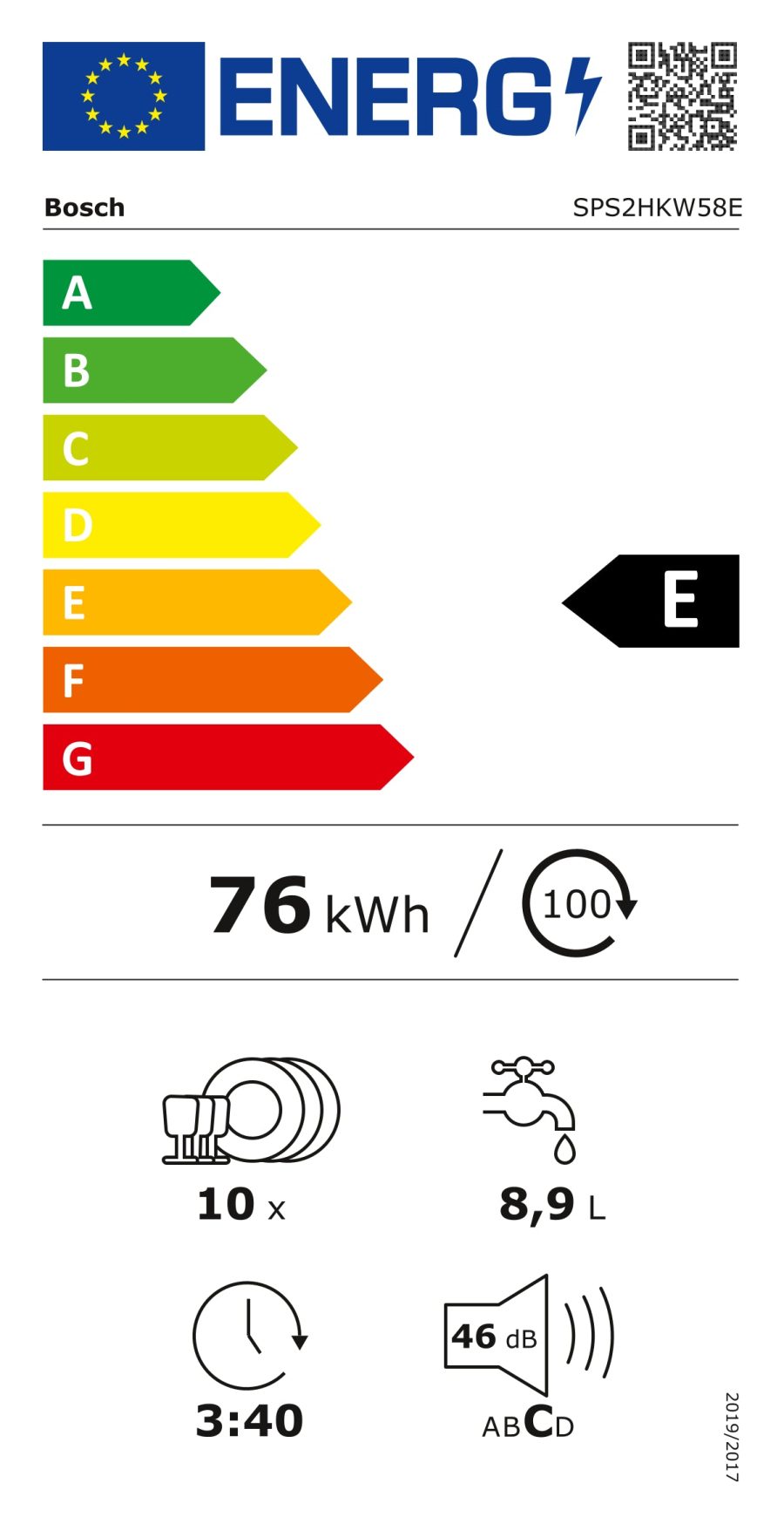 Lavastoviglie a libera Installazione Bosch SERIE 2 SPS2HKW58E 10 Coperti Classe E AxLxP(84,5x45x60) Alexa e Google Assistant - immagine 3