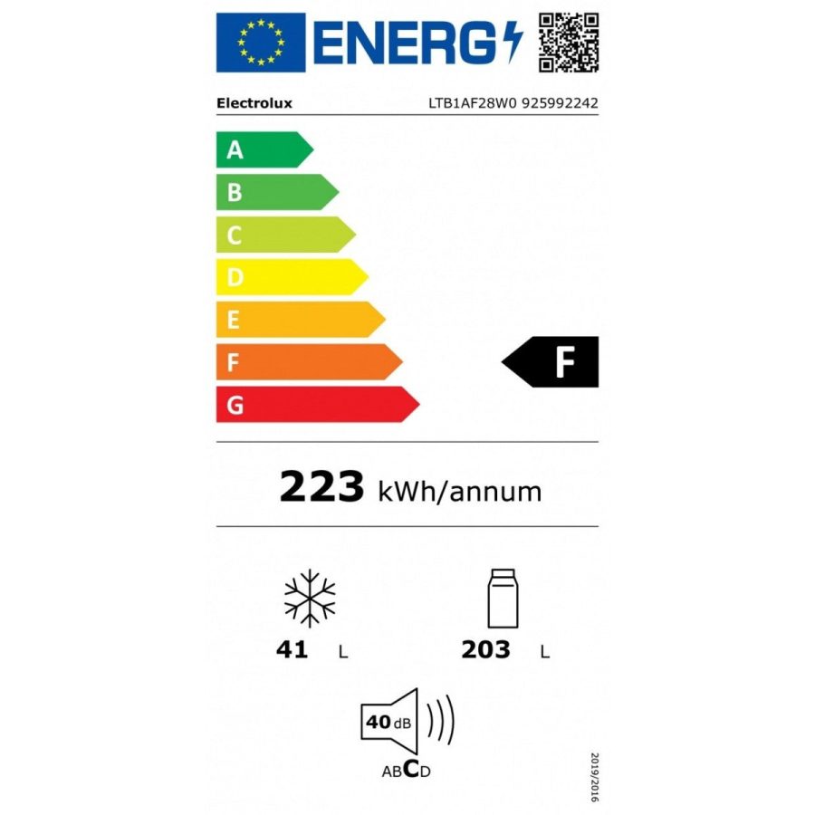 Frigorifero Doppia Porta Electrolux LTB1AF28W0 202 lt LowFrost Classe F - immagine 3