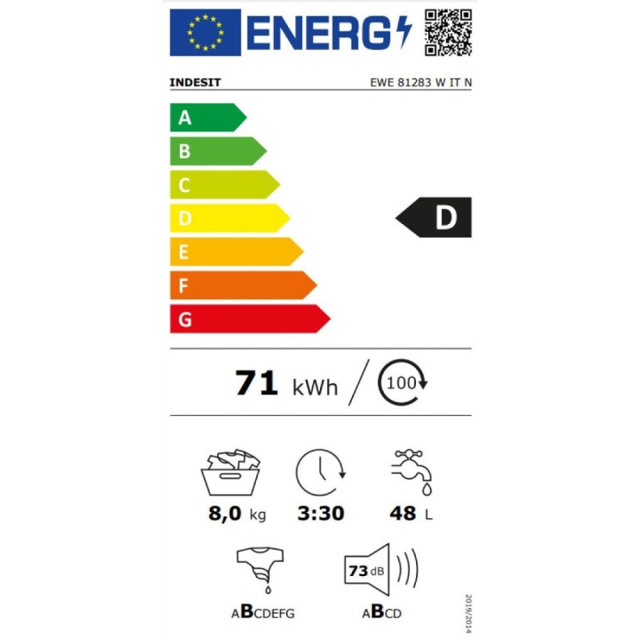 Lavatrice a libera installazione a carica frontale Indesit 8 kg 1200 giri al minuto Motore Inverter Colore bianco Modello EWE 81283 W IT N - immagine 3