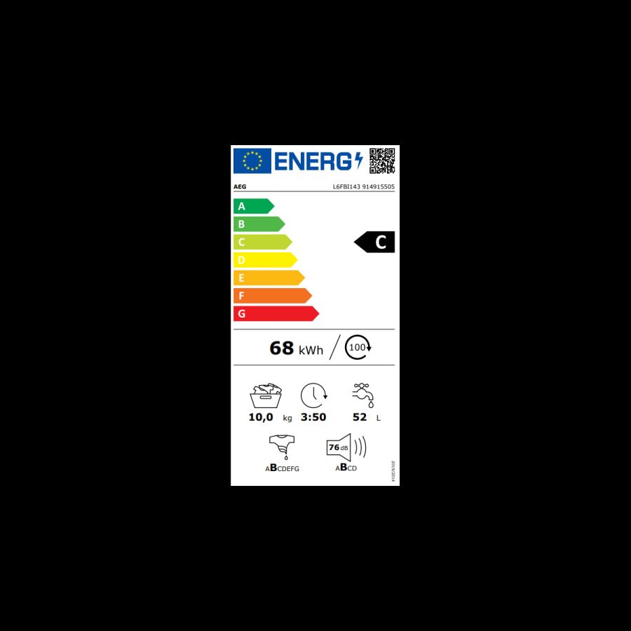 Lavatrice a Carica Frontale Aeg 10 Kg L6FBI143 ProSense 1400 Giri Classe C - immagine 4