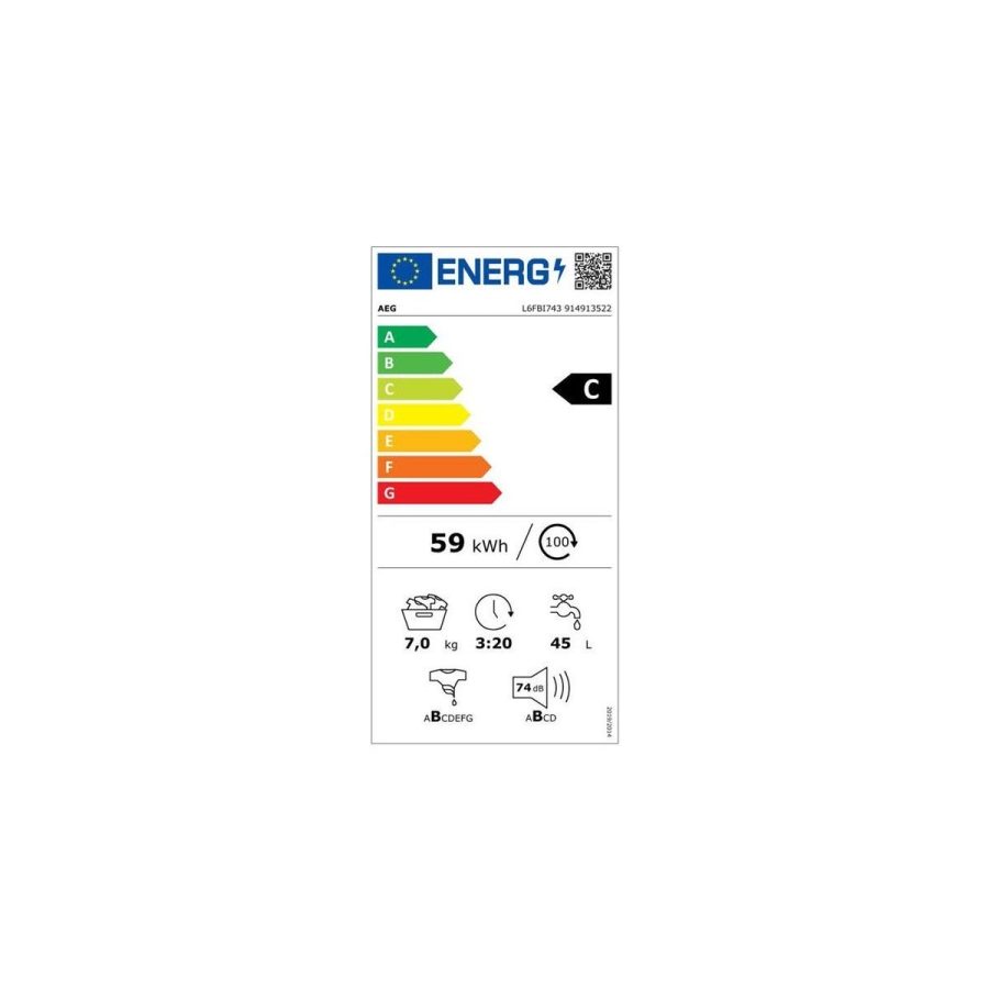 Lavatrice a Carica Frontale Aeg 7 Kg Serie 6000 1400 Giri L6FBI743 Classe C - immagine 4