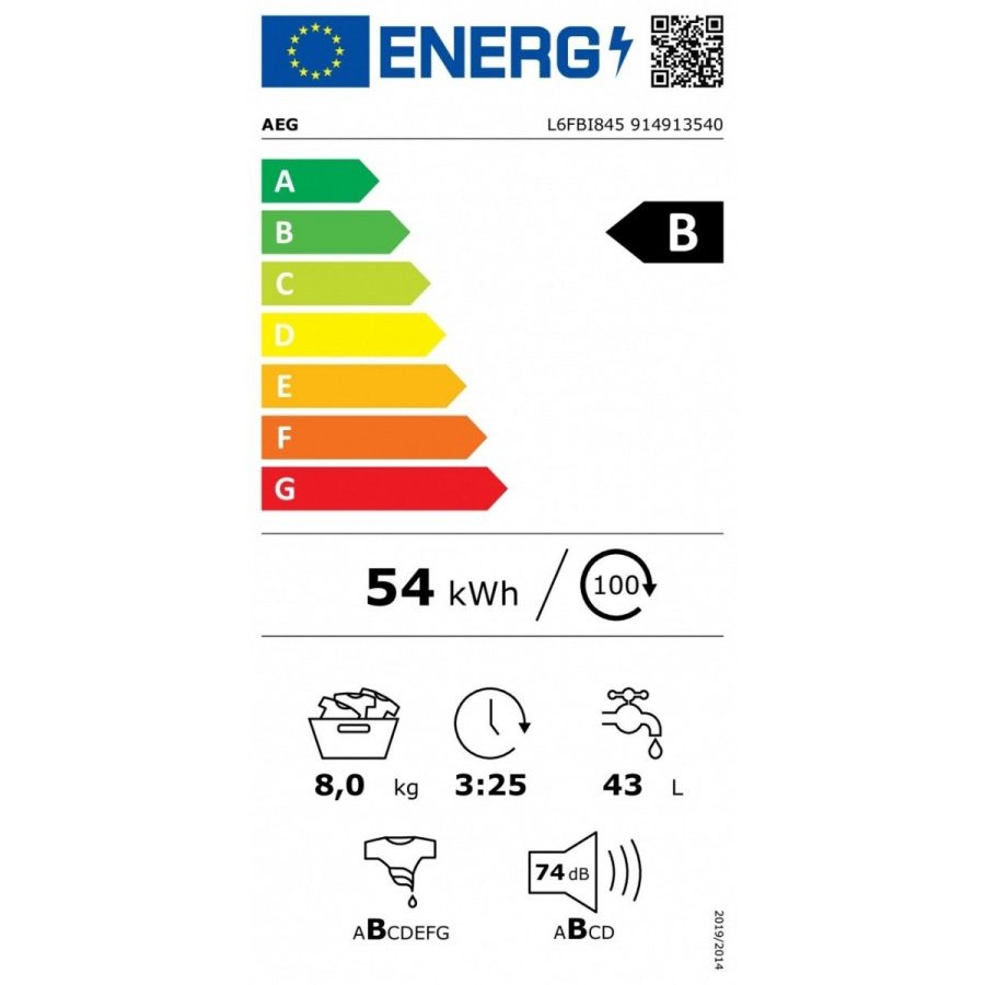 Lavatrice a Carica Frontale Aeg 8 Kg L6FBI845 Serie 6000 Prosense 1400 Giri Classe B - immagine 4