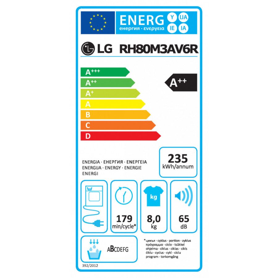 Asciugatrice a Pompa di Calore LG RH80M3AV6R 8Kg Eco Hybrid Classe (A85xL60xP61) A++ - immagine 4