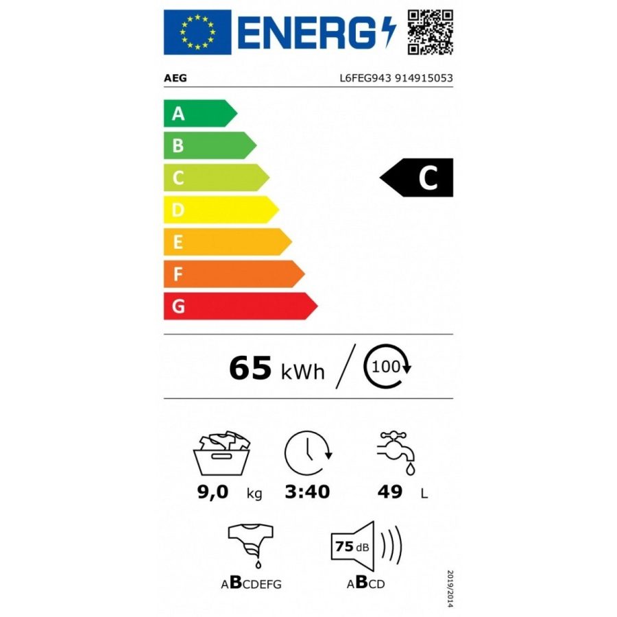 Lavatrice Carica Frontale Aeg 9 Kg L6FEG943 Serie 6000 1400 Giri Classe C - immagine 5