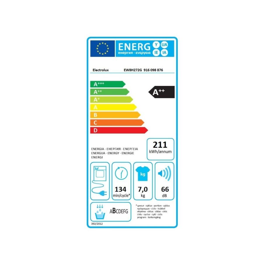 Asciugatrice a Carica Frontale Electrolux 7 Kg EW8H272G Perfectcare 800 DelicateCare (A85xL59,6xP63,8) Classe A++ - immagine 5