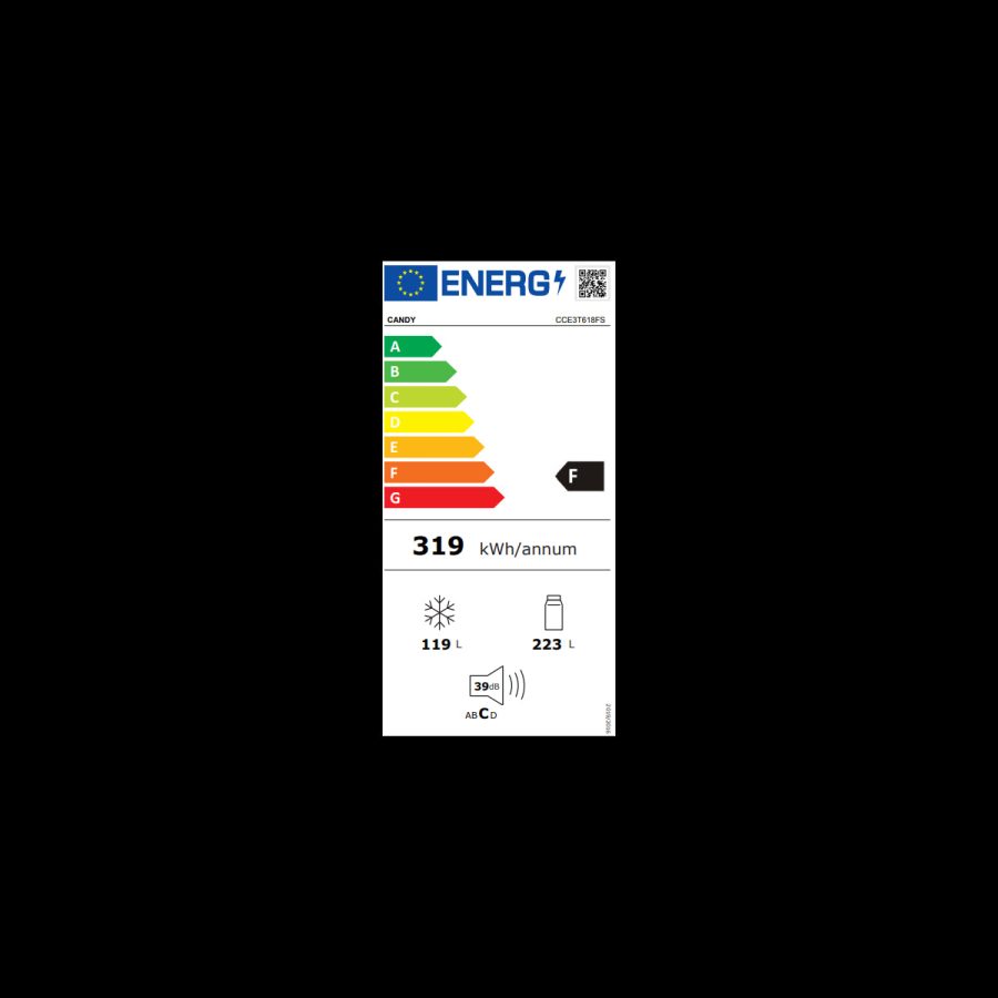 Frigorifero Combinato 342 Litri Candy CCE3T618FS (A185xL59,5xP66,8) Classe F - immagine 5