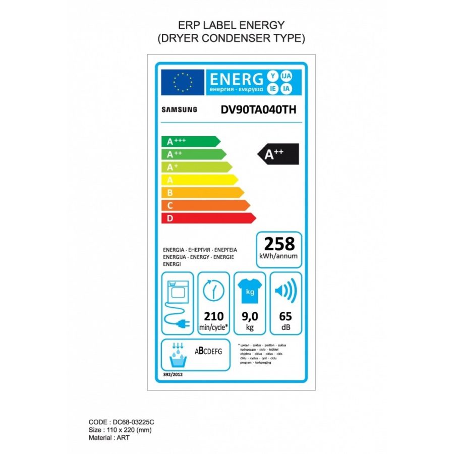 Asciugatrice a Carica Frontale 9 Kg  Samsung DV90TA040TH CRYSTAL ECODRY Classe A++ - immagine 5