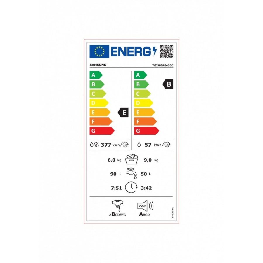 Lavasciuga a Caricamento Frontale Samsung 9/6 Kg 1400 Giri Serie 5000T Crystal Clean WD90TA046BE Classe E/B - immagine 5