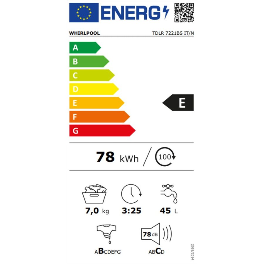 Lavatrice a libera installazione a carica dall'alto Whirlpool 7 Kg TDLR 7221BS IT/N Classe E - immagine 5